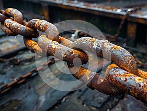 Rusty chain on the docks
