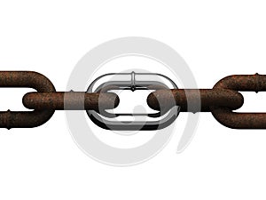 Rusty chain with steel section