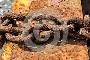 Rusty Chains on Metal Surface