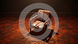 Rezavý židle v tmavý tavené nízký terakota a výbušný pigmentace 
