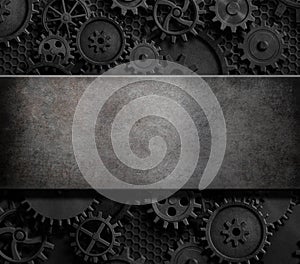 Rusty cogs and gears steam punk 3d illustration background photo