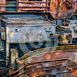 A rusty and corroded texture with decaying metal and old machinery4, Generative AI