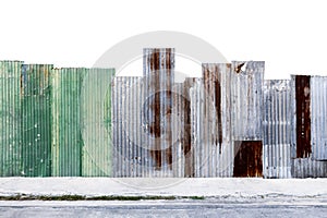 Rusty corrugated galvanized steel wall or iron metal sheet surface for texture and background. With clipping path.