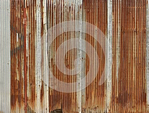 Rusty corrugated iron metal, Zinc wall, background photo