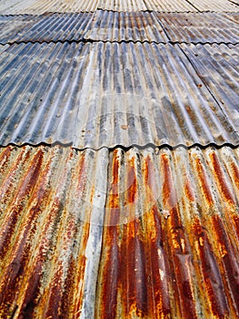 Rusty corrugated metal roof