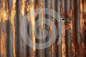 Rusty corrugated metal roof texture