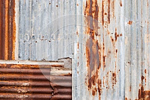 Rusty Corrugated Metal Sheet Background/ Texture