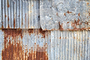 Rusty corrugated zinc sheets