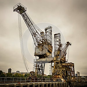 Rusty cranes at Battersea power station