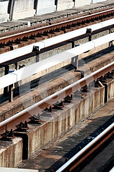 Rusty damaged old rails