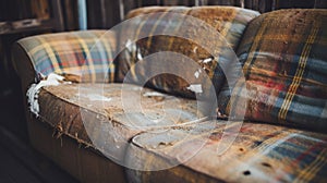 Rustic Flannel Couch: Vintage Charm With Earthy Tonalities photo