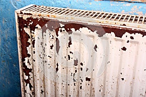 Rusty, destroyed, devastated, moldy radiator