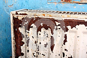 Rusty, destroyed, devastated, moldy radiator