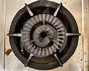 Rusty stove in the kitchen