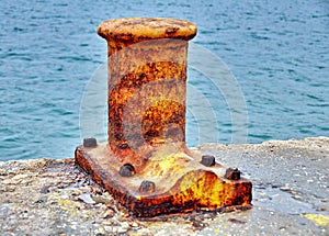 Rusty dock bollard