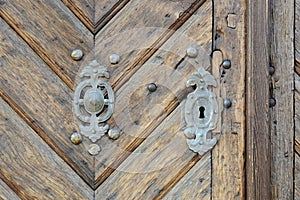 Rusty Door Knob on Old Wooden Gate, Czech Republic, Europe