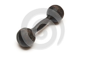 Rusty dumbbell on a white background