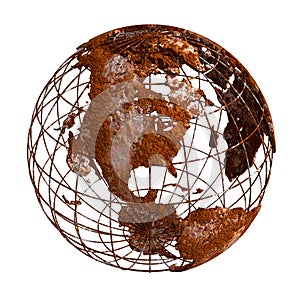 Rust Earth planet 3D Globe