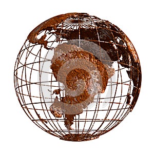 Rust Earth planet 3D Globe