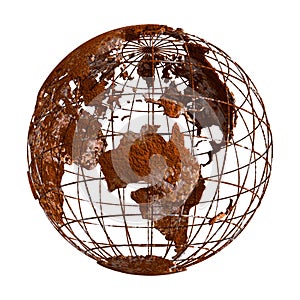 Rust Earth planet 3D Globe