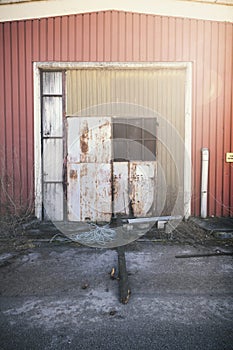 Rusty factory door warehouse