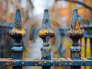 A rusty fence with a gate