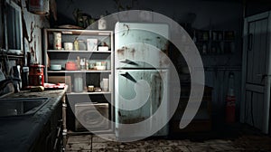 Rusty And Flimsy Refrigerator With Unreal Engine Rendered Cartoon Realism