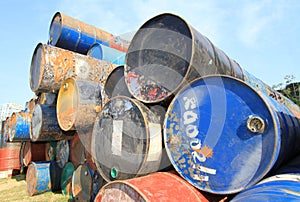 Rusty fuel and chemical drums