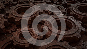 The Rusty Gear for engine or Background concept 3d rendering