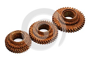 Rusty gears isolated on white