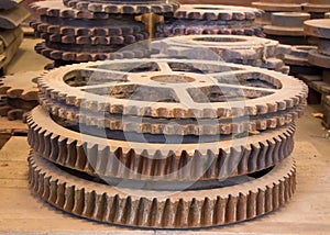 The rusty gears machined and industry photo