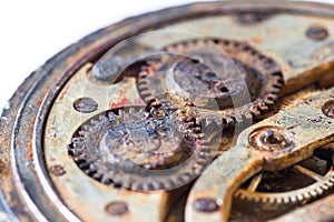 Rusty gears in an old pocket watch