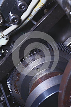 Rusty gearwheel in industrial technology