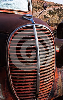 Rusty grill on an old car, Jerome, Arizona.