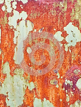 Rusty grunge background. Red and yellow metallic texture