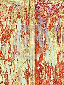 Rusty grunge background. Rough red and yellow metallic texture