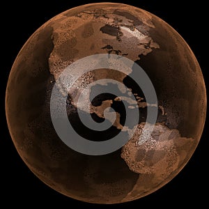 Rusty Grunge Earth Globe Black