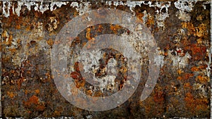 Rusty grunge old empty sheet metal wall texture background. Gray and ginger color. Digitally generated image