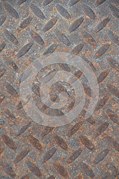 Rusty grungy Industrial Checker Plate Background Texture with Ru