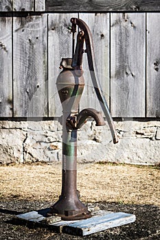 Rusty Hand Water Pump and Old Barn Boards