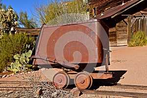 Rusty handcart used in mining