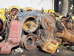 Rusty heavy machinery parts