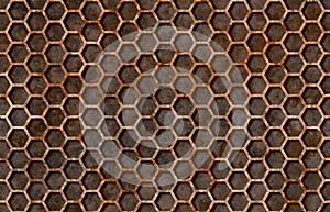 Rusty hexagon pattern grate texture seamlessly tileable