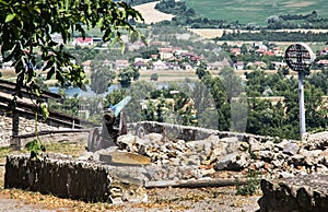 Rusty historic cannon in Trencin castle, Slovak republic
