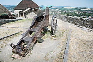 Rusty historic cannon in Trencin castle, Slovakia