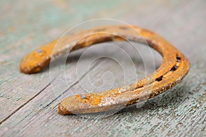 Rusty horse shoe as talisman for new year