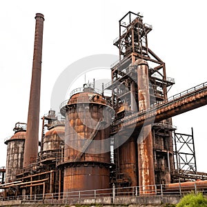 Rusty Industrial Complex isolated on white background