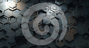 Rusty Industrial Hexagon 3D Background