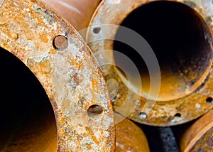 Rusty industrial water pipes