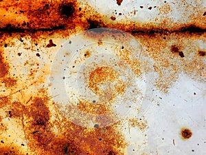 rusty iron. Fatal oxidation of metals. Rust closeup. The metal is rusted. Corrosive rust. Repeatedly exposed rusty perforations